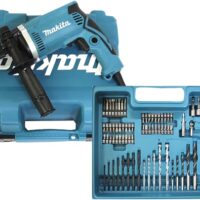 Makita HP1631KX3 Schlagbohrmaschine im Koffer, 710 W + 74 Teile Zubehör, Blau
