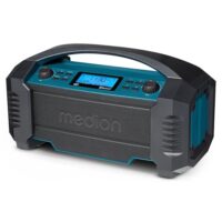 MEDION E66050 DAB+ Baustellenradio mit integriertem Akku und IP54-Schutz gegen Spritzwasser und Staub, Bluetooth 5.0 und PLL UKW Radio in blauer Farbe