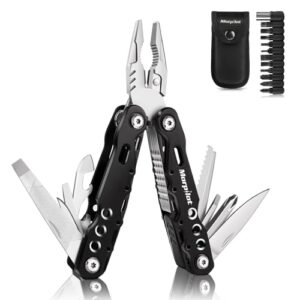 Morpilot Multitool Werkzeug, 25 in 1 Faltbares Edelstahl Multifunktionales Zange mit 11 Schraubendreher Bits und Gurtcliptasche