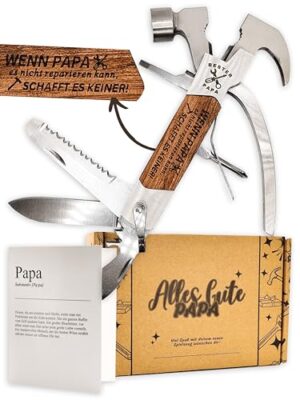Multitool für Papa - Hochwertiges Edelstahl Werkzeug mit Hammer, Messer, Schraubendreher und mehr. Ideal für Heimwerker, Camping und Outdoor Abenteuer.