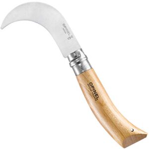 Hochwertiges Gärtnermesser von Opinel, gebogene 10cm Stahlklinge, brauner Buchengriff, ideal für Erwachsene in Gärtnerei und Landwirtschaft