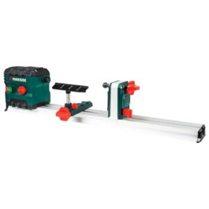 Parkside Dechselmaschine PDM 600 B2 für Heimwerker, robuste und leistungsstarke Holzbearbeitungsmaschine mit stufenloser elektronischer Drehzahlregelung, stabile Aluminium-Laufschiene und Spindelstock