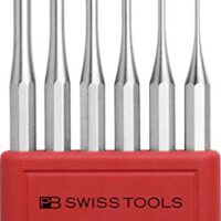 Hochwertiges Werkzeug Set mit 6 Durchschlag-Splinttreibern aus Achtkantstahl, 100% Swiss Made, sicher und effektiv für Heimwerker und Handwerker