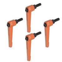 Einstellbarer Klemmhebel mit Handgriff und orangefarbener Farbe, bestehend aus Aluminiumlegierung. Praktisches Werkzeug für verschiedene Anwendungen.