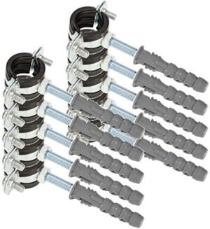 10er Set Rohrschellen mit Gummieinlage und Vibrationsdämmung für Sanitärinstallationen, verzinkter Stahl und Gummi-Einlage, langlebig und widerstandsfähig gegen Temperaturen, Sauerstoff, Salz und Feuchtigkeit