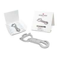 ROMINOX Key Tool Snake mit 18 Funktionen, Schlüsselanhänger und Einkaufswagenlöser aus Edelstahl. Multifunktionswerkzeug für Reisen oder Urlaub.