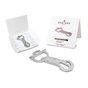 ROMINOX Key Tool Snake mit 18 Funktionen, Schlüsselanhänger und Einkaufswagenlöser aus Edelstahl. Multifunktionswerkzeug für Reisen oder Urlaub.