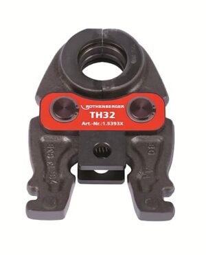 ROTHENBERGER Pressbacke Compact mit 32mm Arbeitsbereich Durchmesser und DURA LAZR TEC-Verfahren für sicheres Pressen von Pressfittingen