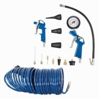 Scheppach Kompressor Zubehörset mit Reifenfüllmessgerät, Manometer, Blaspistole und 10m Schlauch für Druckluft-Kompressoren