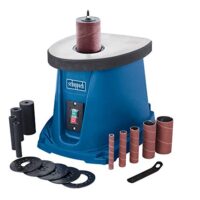Scheppach Oszillierender Spindelschleifer OSM100 mit 450W Leistung, oszillatorischer Hub von 16 mm und 6 Schleifhülsen. Geeignet für Möbel-, Modell- oder Instrumentenbau.