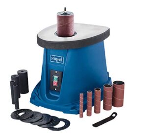 Scheppach Oszillierender Spindelschleifer OSM100 mit 450W Leistung, oszillatorischer Hub von 16 mm und 6 Schleifhülsen. Geeignet für Möbel-, Modell- oder Instrumentenbau.