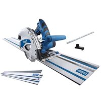 Scheppach Tauchsäge PL55 + 2x700mm Führungsschiene Handkreissäge mit 1200W Leistung und Schnitttiefe von 55mm. Sägeblatt Ø160mm mit 24 Zähnen. Schrägstellung mit Kippschutz für 0 bis 45° Schnitte.