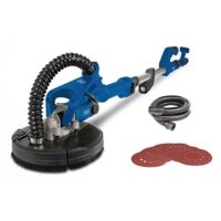 Scheppach Wand & Deckenschleifer DS920, 710W, Ø 225mm, bis 90° neigbarer Schleifkopf, teleskopierbar, Trockenbauschleifer mit 6 Schleifscheiben, Absaugadapter und -schlauch sowie LED-Arbeitsleuchte