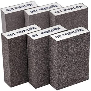 6 Stück Schleifschwämme, 6 verschiedene Schleifschwamm Holz waschbar und wiederverwendbar, Schleifklotz Schmirgelpapier Set geeignet zum Polieren von verschiedenen Materialien