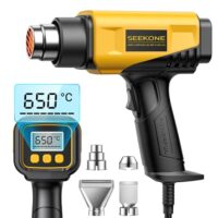 Seekone Heißluftpistole mit LCD-Digitalanzeige, 50-650°C Temperatur und Luftstrom einstellbar, ideal für Basteln, Schrumpfen von PVC und Abbeizen von Farbe