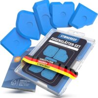 Silikonentferner-Set mit 5 Werkzeugen für effektive Entfernung von Silikon-Fugen aus Bad, Klassern und anderen Oberflächen.