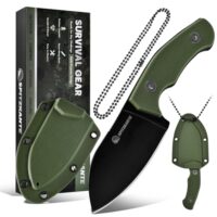 Kleines Messer mit Full Tang Klinge, 5Cr14Mov Stahl und ABS Scheide Kugelkette
