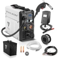 STAHLWERK Schweißgerät MIG MAG 160 M IGBT - Vollsynergisches 5 in 1 Kombigerät mit echten 160 Ampere und 2 Rollen Antrieb/Fülldraht, MIG/MAG-, Fülldraht-, ARC-MMA- und Lift-TIG-Schweißarbeiten