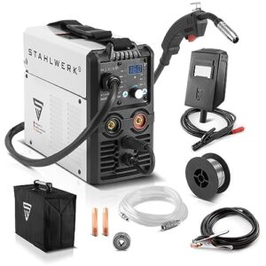 STAHLWERK Schweißgerät MIG MAG 160 M IGBT - Vollsynergisches 5 in 1 Kombigerät mit echten 160 Ampere und 2 Rollen Antrieb/Fülldraht, MIG/MAG-, Fülldraht-, ARC-MMA- und Lift-TIG-Schweißarbeiten