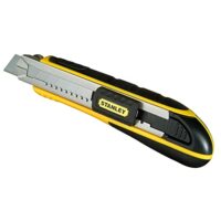 Stanley FatMax Cuttermesser Profi Teppichmesser Stanley Messer mit Magazin, 18mm Klingenbreite, 180mm Länge, Klingenführung aus rostfreiem Stahl, mit Klingenbrecher, inkl. 6 Abbrechklingen