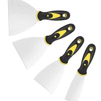 Tapetenschaber Set, Malerwerkzeuge, 1,5'', 3'', 4'' und 5'' breite Spachtel, Metall Spachtelmesser für Tapeten, Abziehbilder, Trockenbau und Gips Schaben