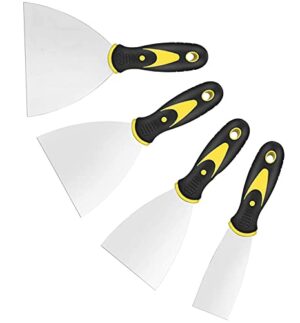 Tapetenschaber Set, Malerwerkzeuge, 1,5'', 3'', 4'' und 5'' breite Spachtel, Metall Spachtelmesser für Tapeten, Abziehbilder, Trockenbau und Gips Schaben