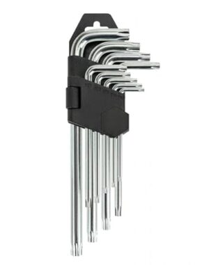 Hochwertiger Torx-Schlüsselsatz für Werkstatt und Haushalt, 9-teiliges Set aus langlebigem Chrom-Vanadium-Stahl mit L-förmigen Schraubenschlüsseln und ergonomischem Halter