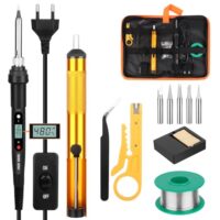 VFANDV Lötkolben Set, 80W Lötkolben mit Ein/Aus Schalter und LCD Einstellung für Elektrische Arbeiten
