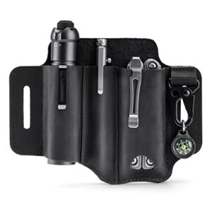 VIPERADE EDC Lederscheide, Organizer-Scheide für Multitools und Messer, handgefertigt, schwarz