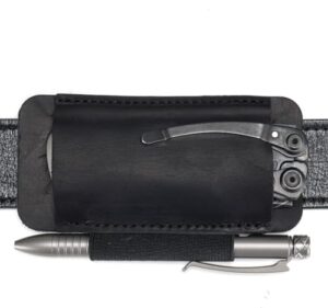 VIPERADE Leder-Holster für EDC-Pocket-Slip, passend für Rebar-Kick/Kräutermesser und Taschenlampen, Multitool-Lederholster mit Clip, schwarz