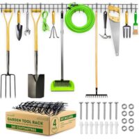 Wandhalterung für Gartengeräte - 4er-Pack Wandhaken für Garage, Schuppen und Hauswirtschaftsraum