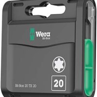 Ein umfassendes Bit-Sortiment von Wera mit einer 20-teiligen Box. Die Box enthält alle notwendigen Bits für verschiedene Anwendungen und ist ideal für den universellen Einsatz in der Werkstatt oder im Heimwerkereinsatz.