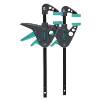 Wolfcraft Mini-Einhandzwingen 40-110 mm - Zwingen Set für präzises Fixieren von kleinen Werkstücken, zwei Stück, Anwendung mit nur einer Hand
