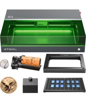 xTool S1 20W Laser Graviermaschine Deluxe Kit mit geschlossener Sicherheit, Pin Punkt Positionierung und Autofokus, ideal für Metall, Holz und Kunststoff