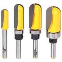 Hochwertiges 4 Bit Runde Nase Router Bit Set für Heimwerker und Profis, bestehend aus vier verschiedenen Bits zur Bearbeitung verschiedener Materialien wie Holz, Metall und Kunststoff