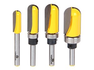 Hochwertiges 4 Bit Runde Nase Router Bit Set für Heimwerker und Profis, bestehend aus vier verschiedenen Bits zur Bearbeitung verschiedener Materialien wie Holz, Metall und Kunststoff