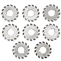 Hochwertiger 8-teiliger Zahnradschneider mit M1.5 20° Evolventenrädern für Fräsen von Stahl und Metall.