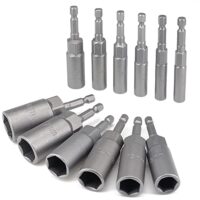 12 Stück Steckschlüssel Langnuss Set, 6-19mm Steckschlüsselsatz für akkuschrauber, 1/4" Sechskant Stecknuss Set - ideal für Heimwerker und DIY-Projekte
