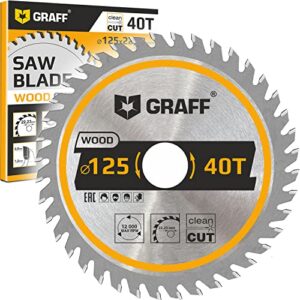 Kompatibles 125 mm Winkelschleifer Sägeblatt für Holz, Sperrholz, Laminat, Trockenbau und Kunststoff, hochwertiger Hochgeschwindigkeitsstahl, 40 Zähne, ideal für Tauchsägen und Kreissägen