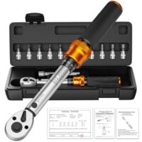 Klein Drehmomentschlüssel für Fahrrad und Mountainbike, 1/4 Zoll Torque Wrench Set mit Umschaltknarre und Ratschenkasten inklusive