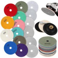 Set aus 14 Diamant-Polierkissen, einschließlich einer 100 mm großen Schleifscheibe und zwei Wollpads, ideal für die Nass- oder Trockenpolierung von Granit, Beton, Keramikfliesen, Marmor und Quarz