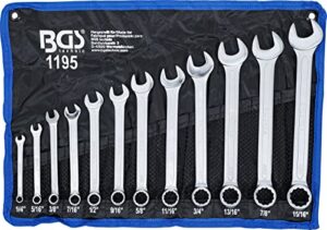 Hochwertiger Maul-Ringschlüssel-Satz für Heimwerker und Handwerker, Chrom-Vanadium-Stahl, 12-tlg. Zollgrößen, inkl. Tetron-Rolltasche