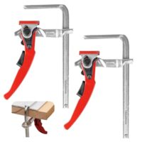 2 Stück Hebelzwinge, Ganzstahl Tischzwinge mit Hebelgriff, Schnellspanner Zwinge, 160mm Kapazität und 60mm Kehlentiefe für Schleifen und Schneiden