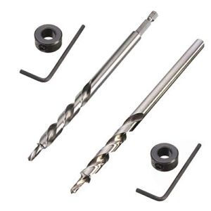 Zwei Pocket Hole Jig Bohrer mit Hex Shank und Rundschaft Stufenbohrer, ideal für DIY Holzbearbeitung, präzise Löcher in Holz unterschiedlicher Härte