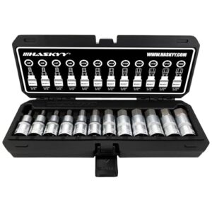 HASKYY Innensechskant Inbus Stecknüsse Set 5-22 mm 1/2 Zoll Nuss Steckschlüssel 12-teilig in praktischer Kunststoffbox für professionelles Arbeiten an Motor, Getriebe und Fahrwerk mit robustem Antrieb und übersichtlicher Sortierung.
