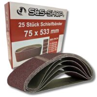 Gewebe Schleifbänder für Bandschleifer, Holzbearbeitung und Metallbearbeitung - 25 Stück mit je 5 Korngrößen (40/60/80/120/180) - perfekt auf gängige Schleifmaschinen passend