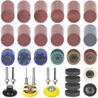 Einzelteile eines Schleifscheiben-Pads, verschiedene Körnungen und Schleifpads zur Entfernung von Grat, Rost und Farbe