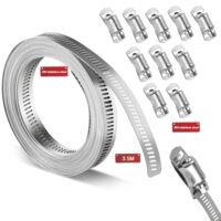 Schlauchschellen Edelstahl, Einstellbar Schlauchschellen Endlos 304 Edelstahl, Schlauchklemmen für Wasser Gas Rohr/Automobil/Unterdruckschlauch Schlauchschellen Set (3.5 Meter)