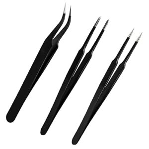 Prazisions Pinzetten für elektronische Reparatur, Schmuck und Präzisionsarbeit, antistatische ESD-Beschichtung, ergonomisches Design, Set mit 3 Pinzetten