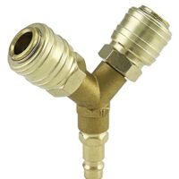 QWORK 2-Fach Druckluftverteiler mit Kupfer Kupplungen Außengewinde NW 7,2, 1/4-Zoll Luftschlauch Schnellkuppler Verteiler, hochwertiges Werkzeug für effizientes Arbeiten